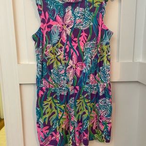 Like New Lilly Pulitzer Girls Romper, Size XL (12-14) in purple, pink & blue.